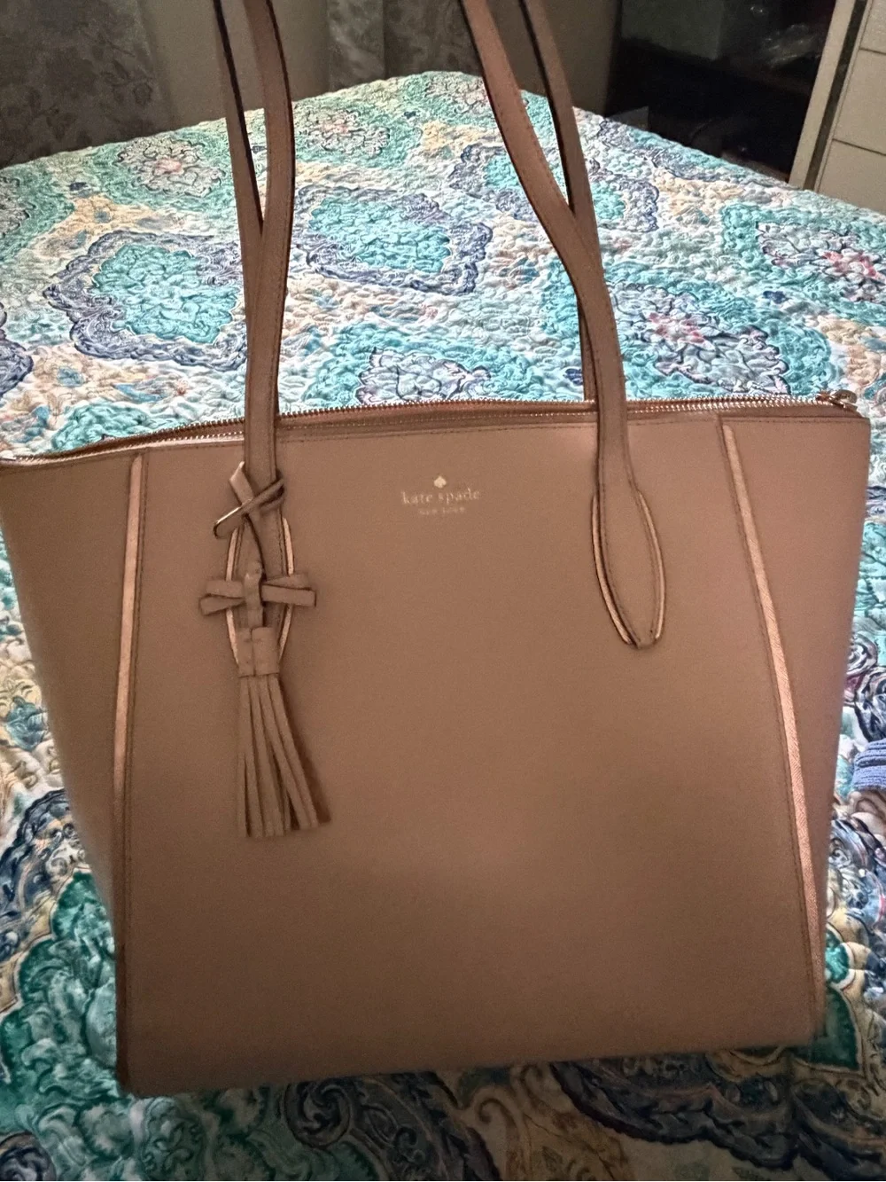 Kate Spade Women's Taupe Tote Bag with Tassel